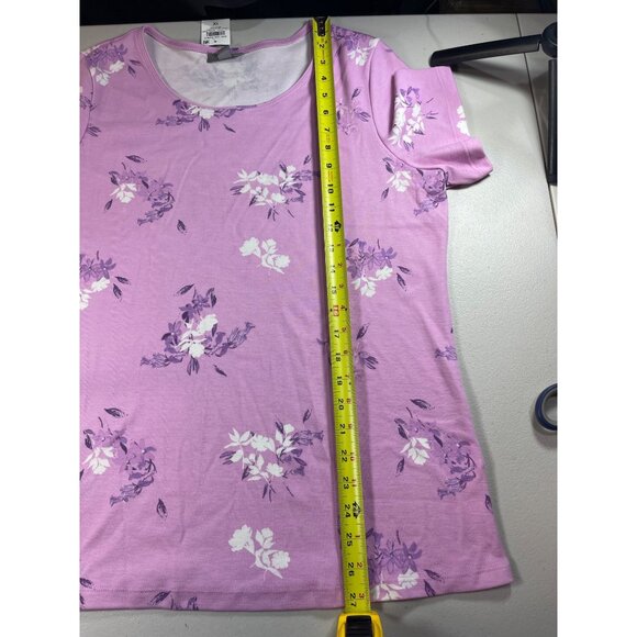 Style & Co Womens Floral Print Short Sleeve Tee 1X Millie Pink Made In Indonesia - Picture 5 of 9
